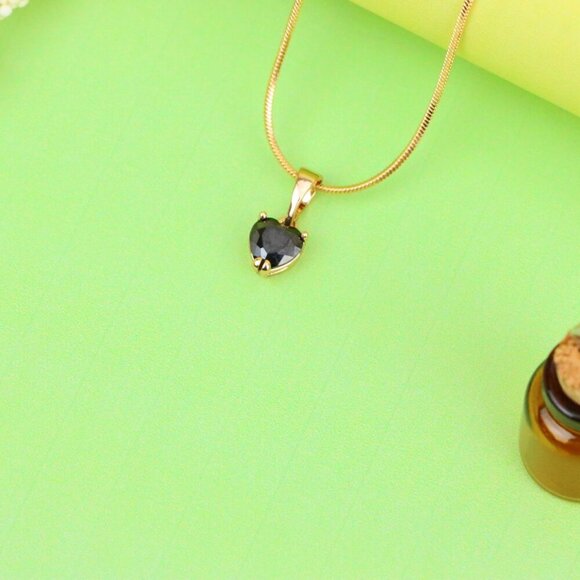 "Minimalist Black Heart Pendant in Rose Gold, XPPT1319 - Picture 12 of 13